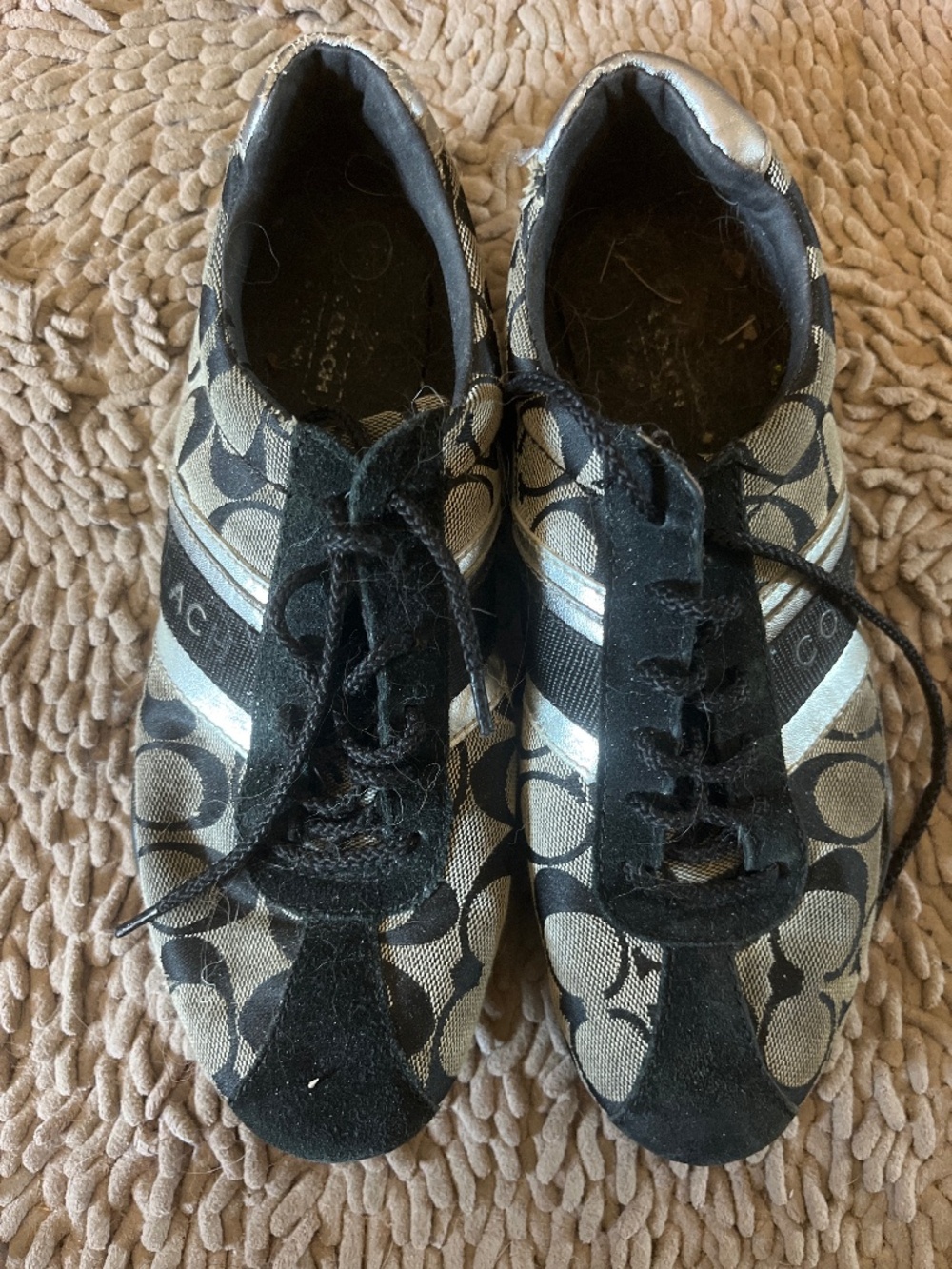 Coach Jayme Sneakers Black/Gray Signature C Canvas Pattern Women's Sz 8